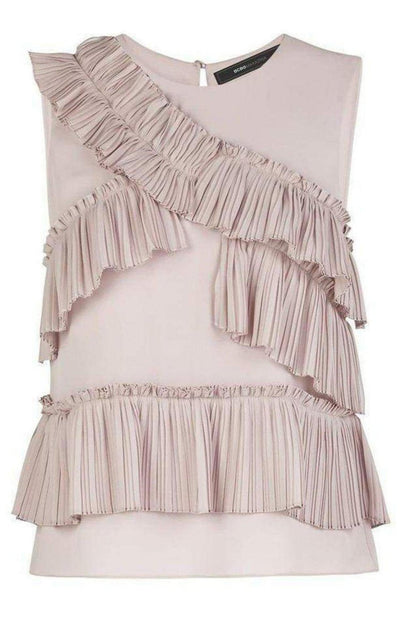 BCBGMAXAZRIA Lorain Pleated Ruffle Applique Top - Runway Catalog