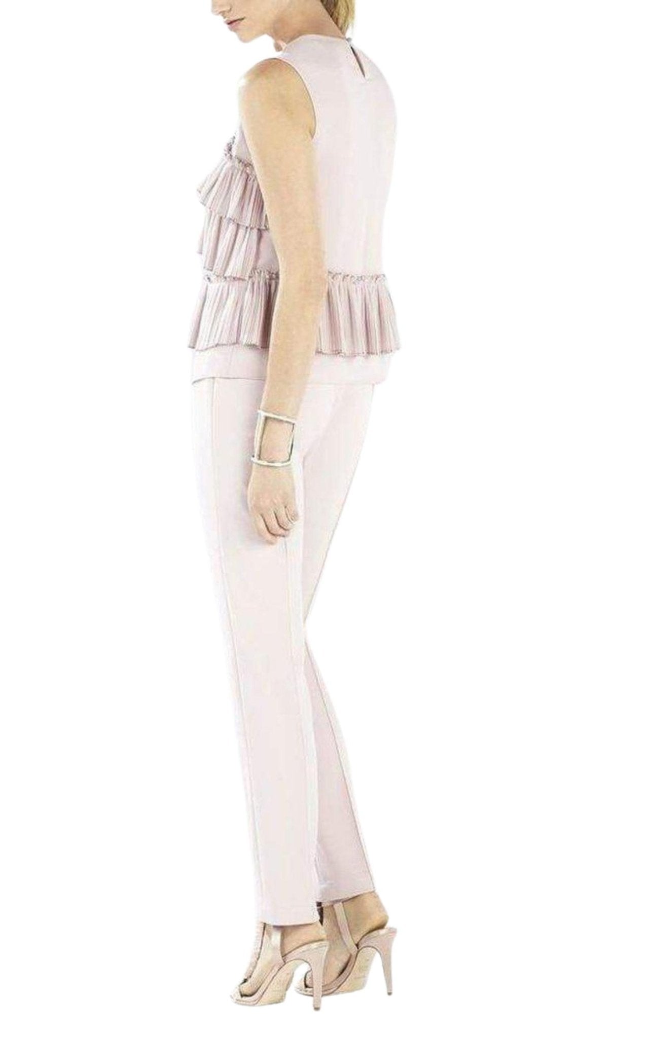 BCBGMAXAZRIA Lorain Pleated Ruffle Applique Top - Runway Catalog