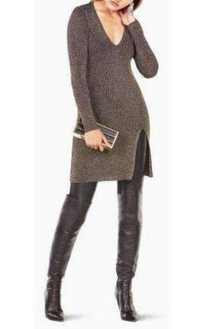 BCBGMAXAZRIA Macki Metallic V - Neck Tunic Dress - Runway Catalog