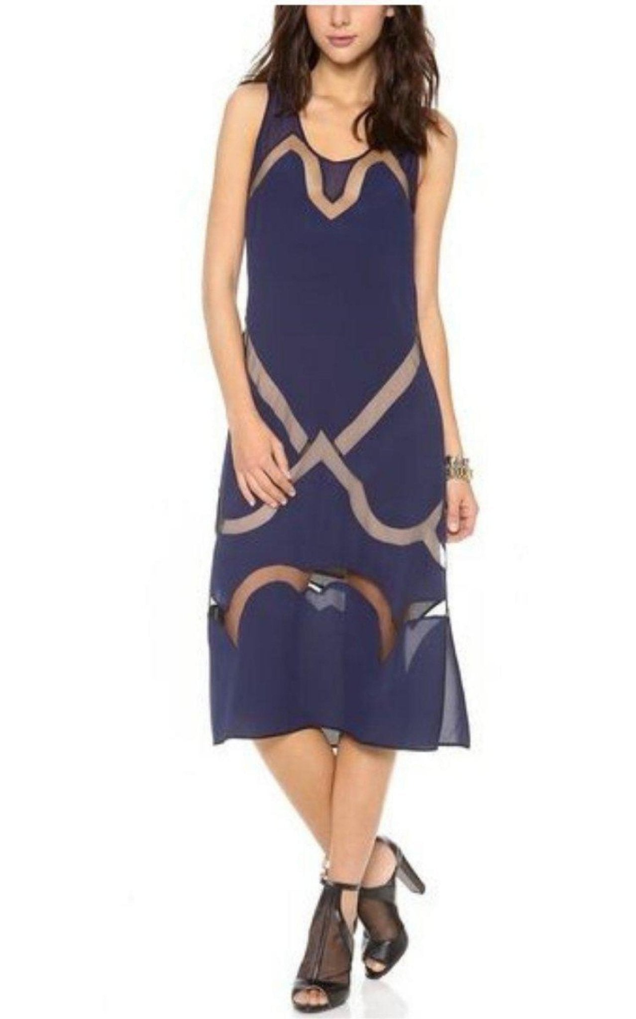 BCBGMAXAZRIA Magdalena Silk Sheer Insert Dress - Runway Catalog