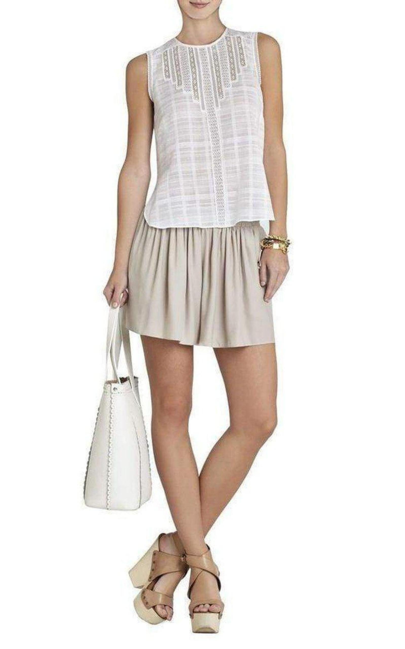 Marci Sleeveless Lace-Trim Top BCBGMAXAZRIA