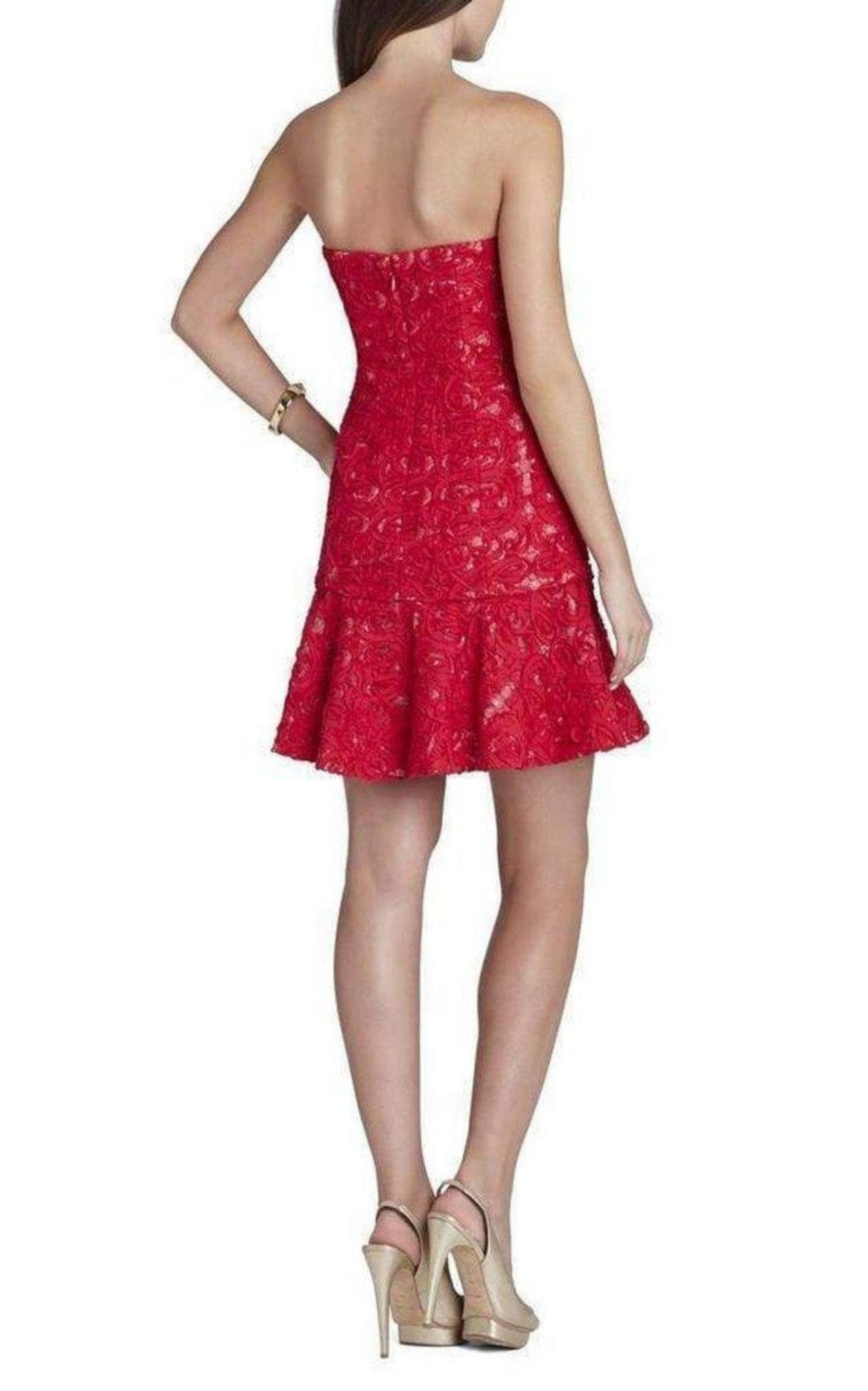 BCBGMAXAZRIA Marina Strapless Ruffle - Hem Dress - Runway Catalog