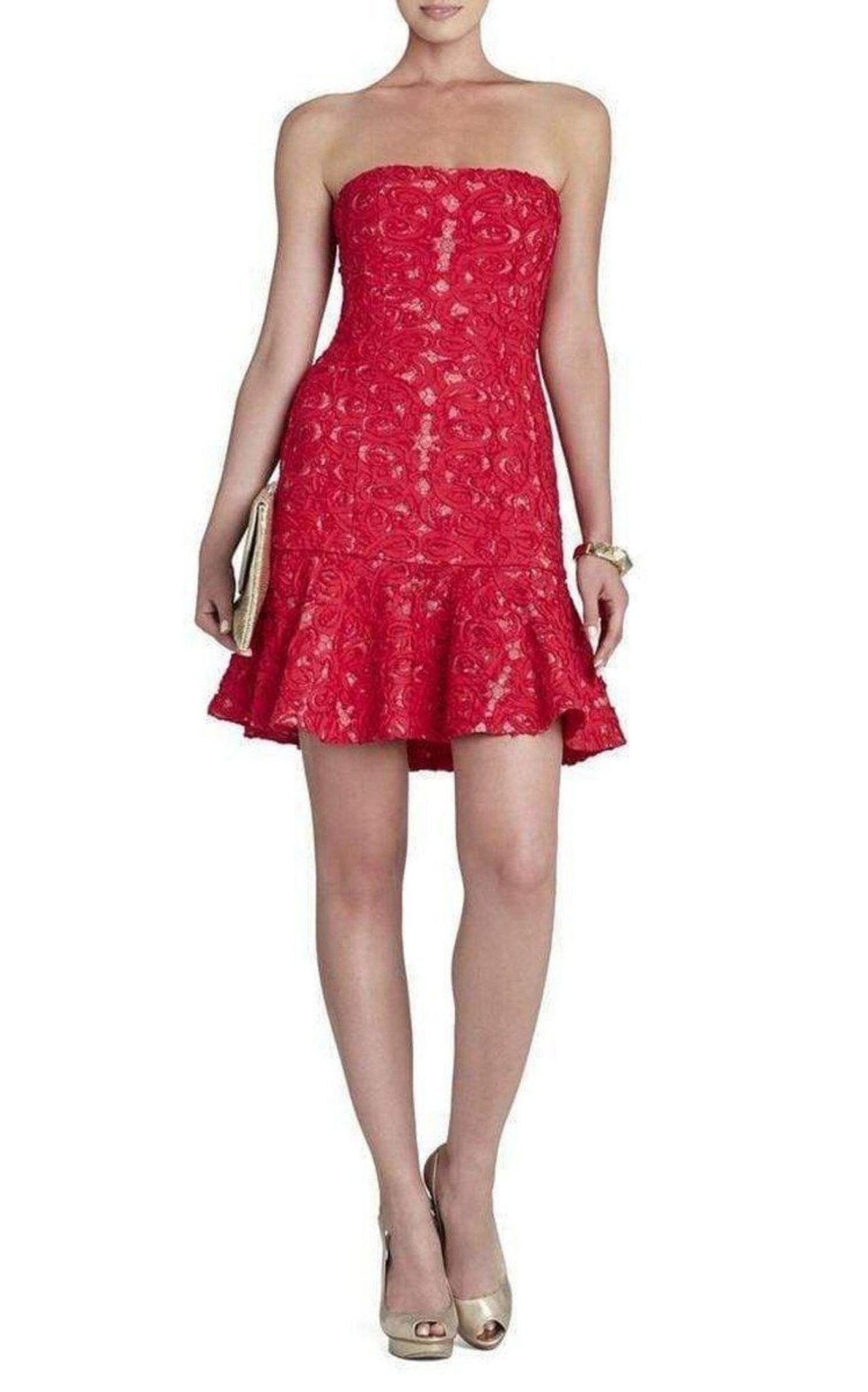 BCBGMAXAZRIA Marina Strapless Ruffle - Hem Dress - Runway Catalog