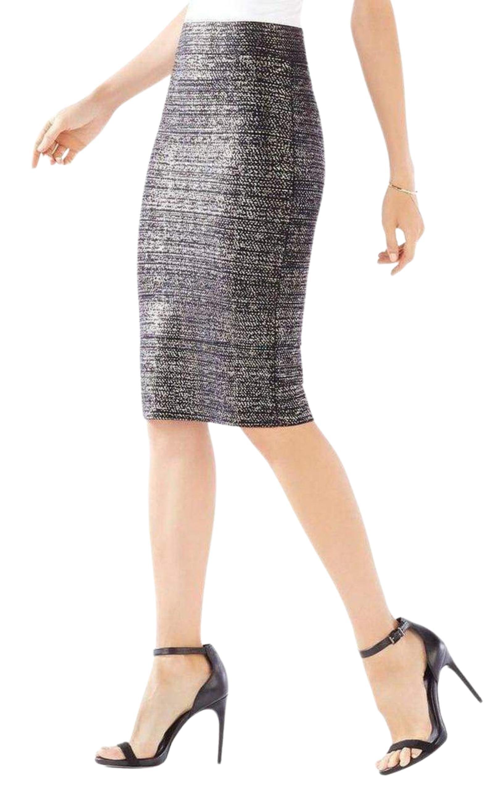 Metallic Foil Leger Pencil Skirt BCBGMAXAZRIA