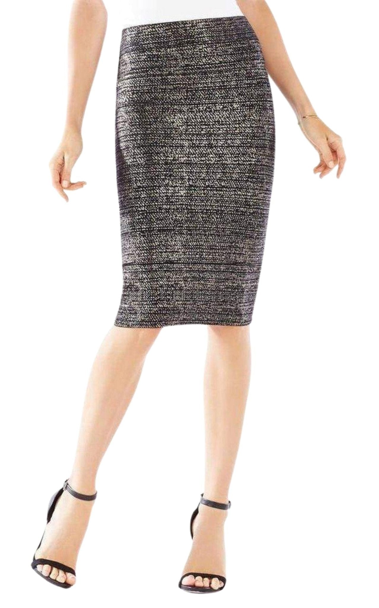 BCBGMAXAZRIA Metallic Foil Leger Pencil Skirt - Runway Catalog