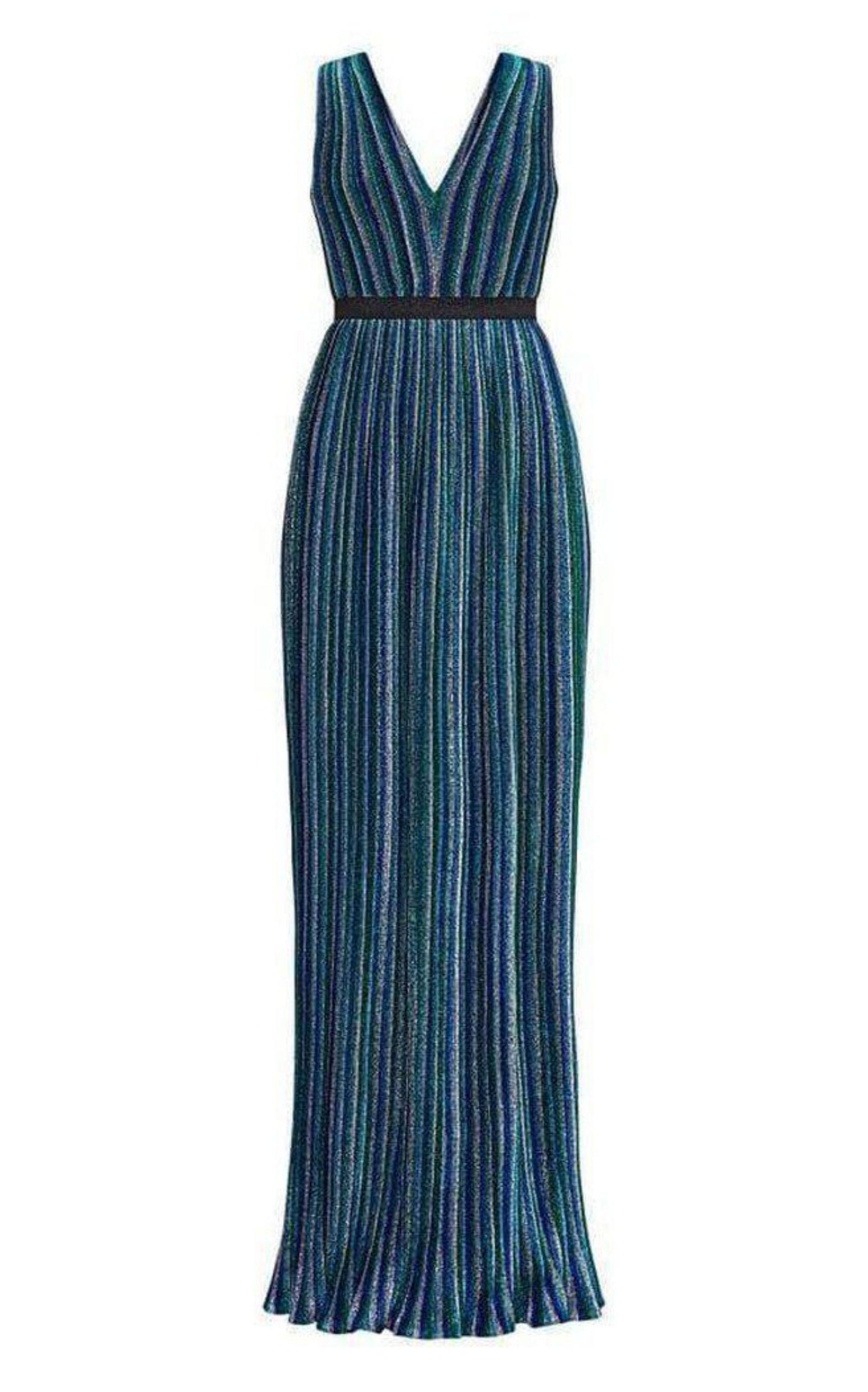 Metallic Pleated Gown BCBGMAXAZRIA