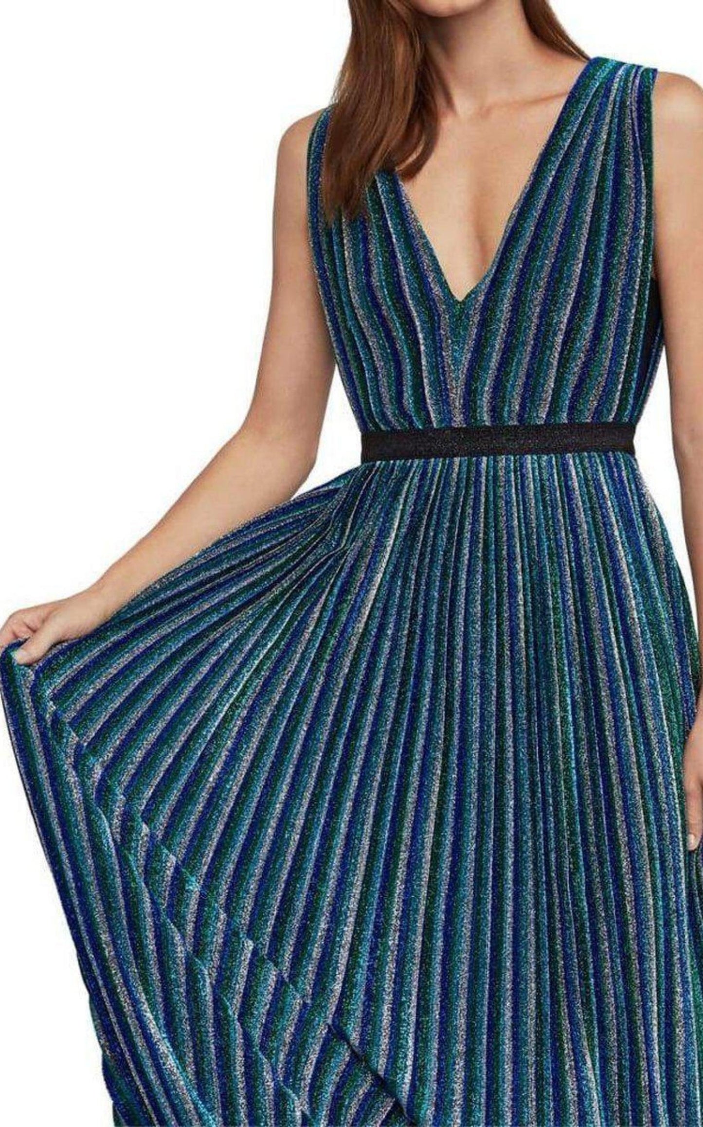 Metallic Pleated Gown BCBGMAXAZRIA