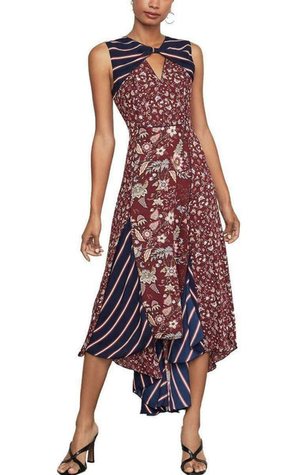 Mixed-Print Asymmetric Dress BCBGMAXAZRIA