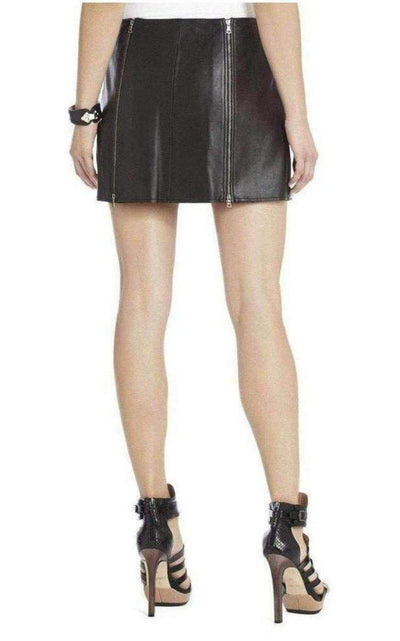 BCBGMAXAZRIA Myra Double Zipped Leather Mini Skirt - Runway Catalog