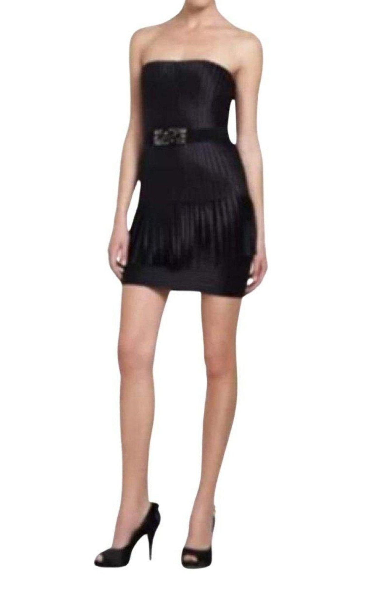 BCBGMAXAZRIA Navy Eliot Strapless Fringe Dress - Runway Catalog