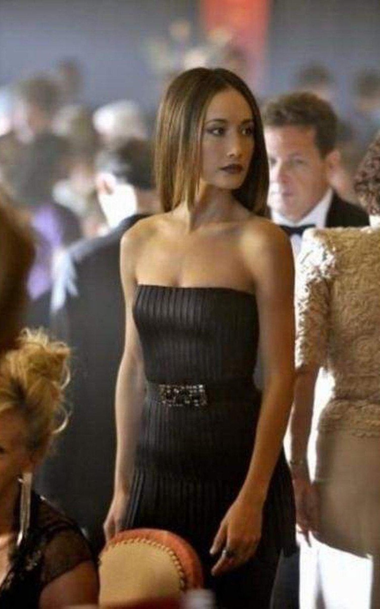 BCBGMAXAZRIA Navy Eliot Strapless Fringe Dress - Runway Catalog