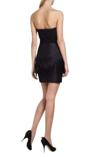 BCBGMAXAZRIA Navy Eliot Strapless Fringe Dress - Runway Catalog
