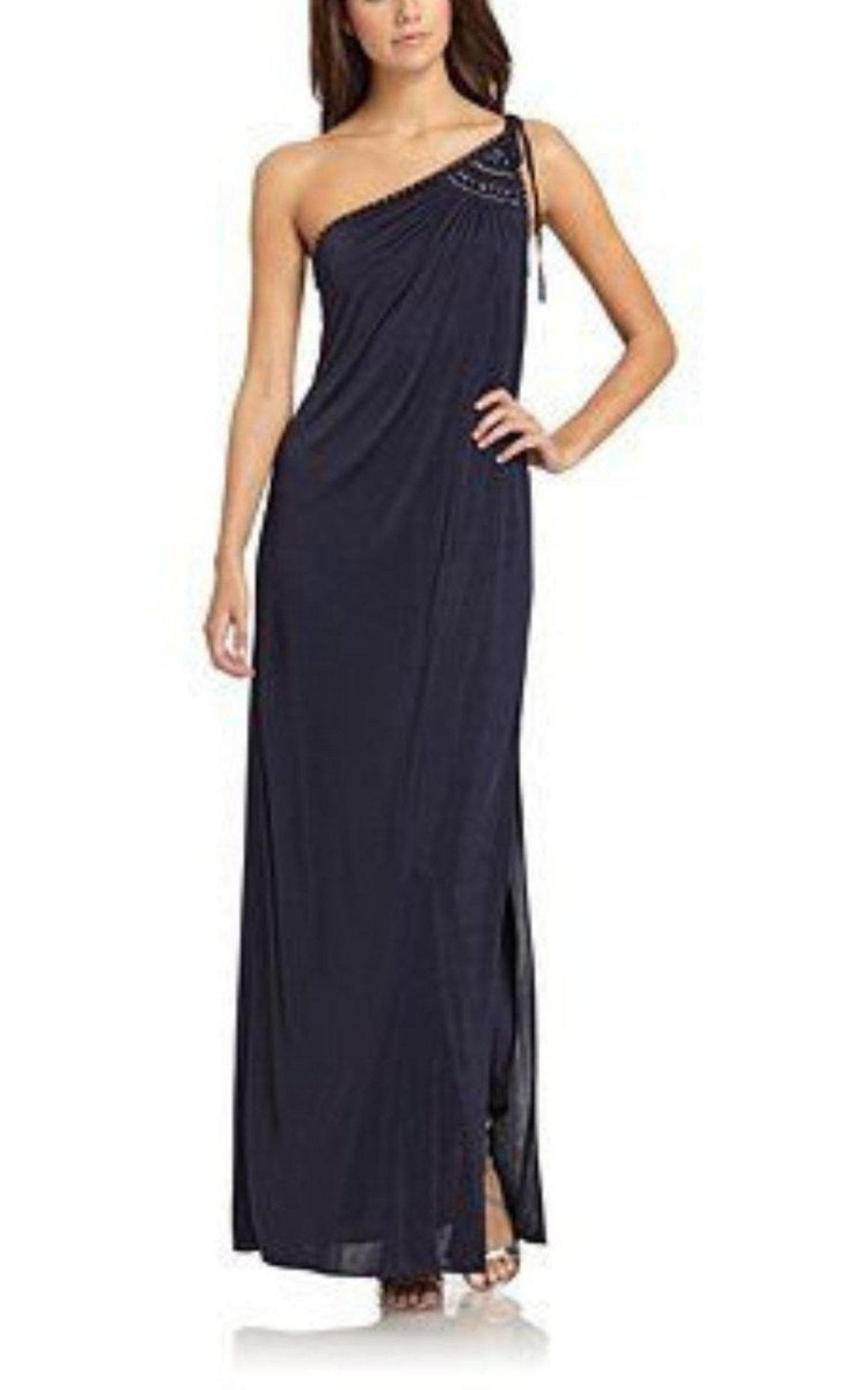 BCBGMAXAZRIA Navy One Shoulder Dress - Runway Catalog