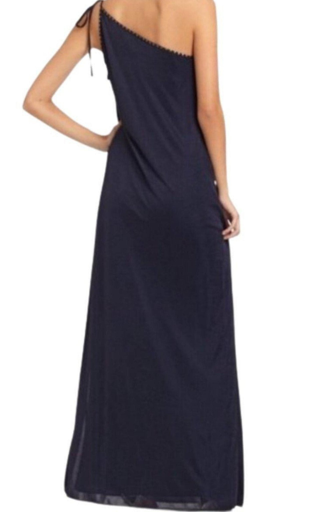 BCBGMAXAZRIA Navy One Shoulder Dress - Runway Catalog