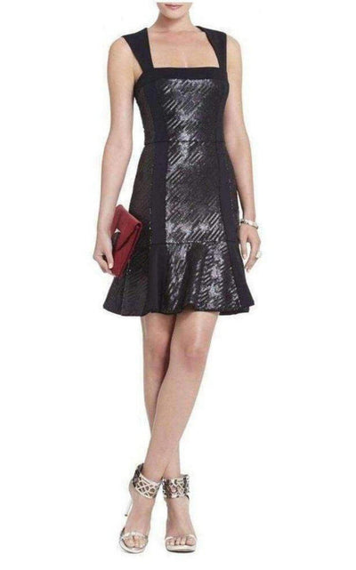 BCBGMAXAZRIA Noelle Fitted Sequin Flounce Dress - Runway Catalog