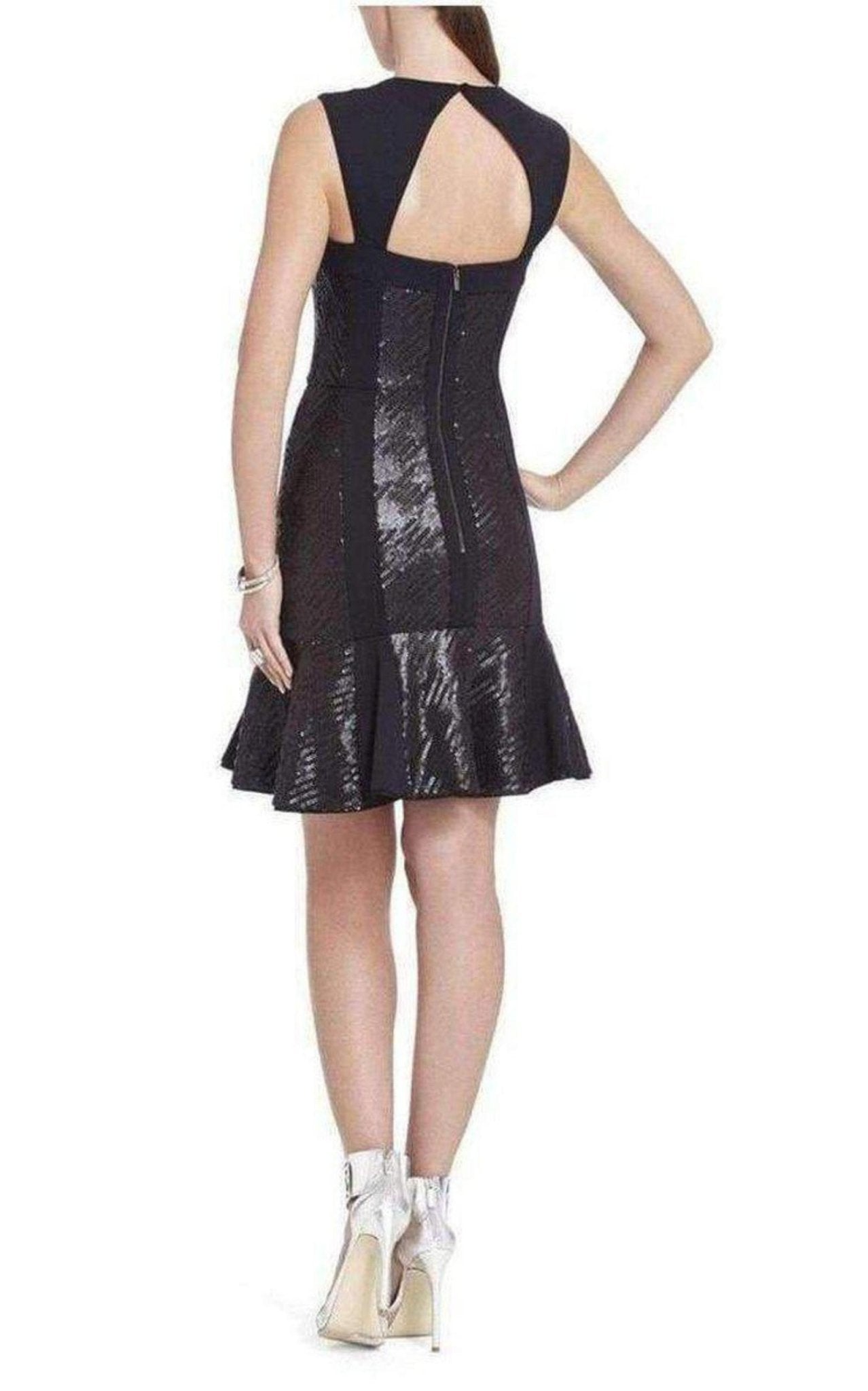 BCBGMAXAZRIA Noelle Fitted Sequin Flounce Dress - Runway Catalog