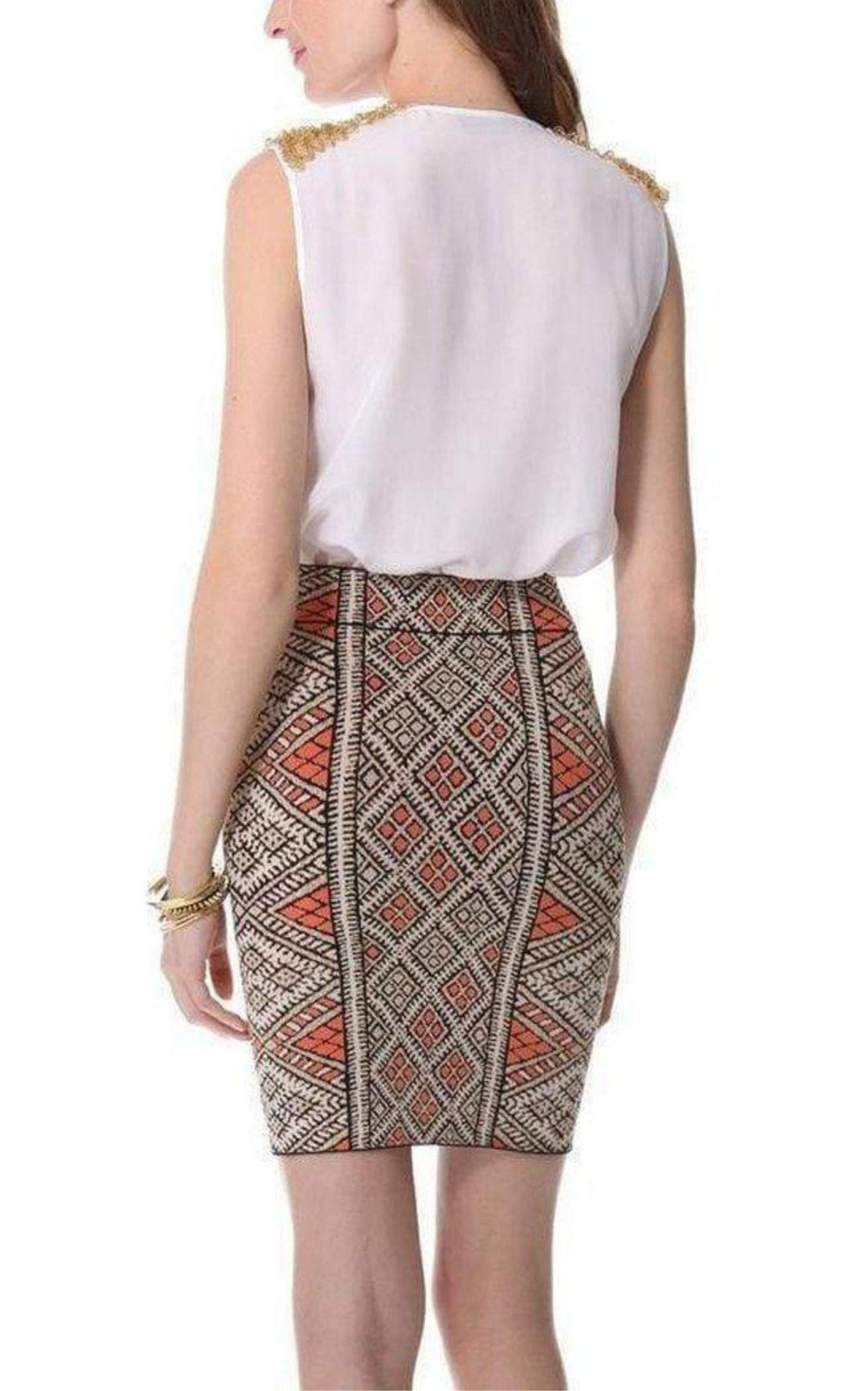 BCBGMAXAZRIA Oakley Embellished Shoulder Silk Top - Runway Catalog