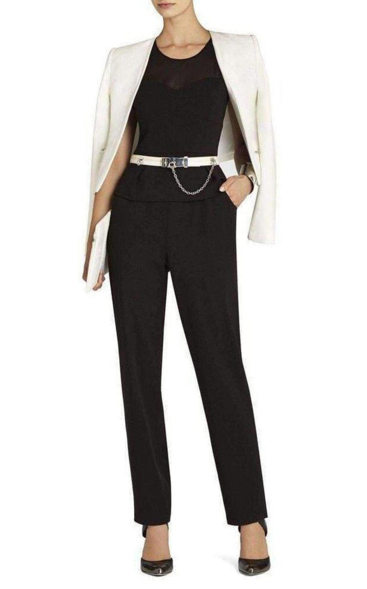 BCBGMAXAZRIA Oliana Black Bustier Pantsuit - Runway Catalog