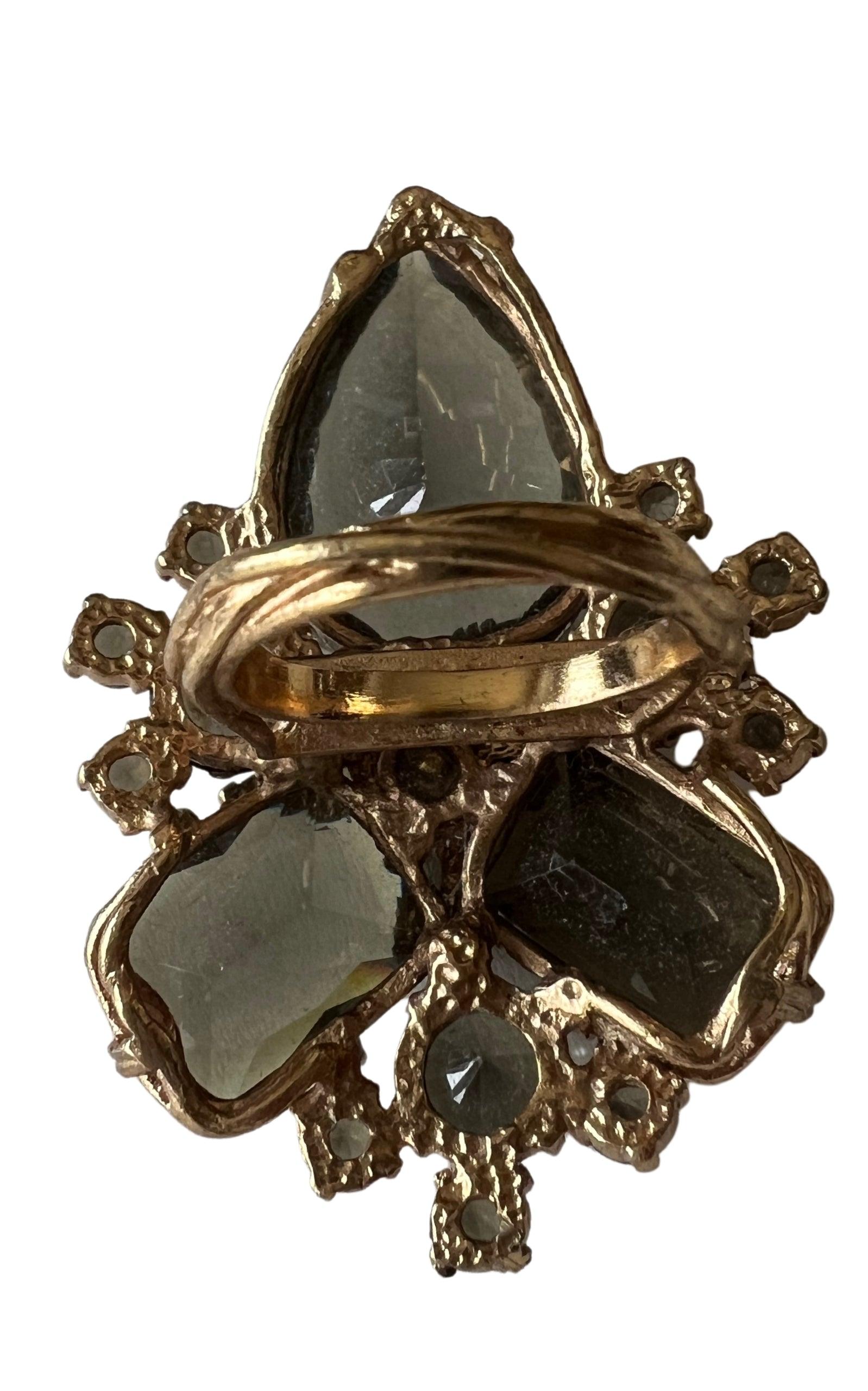 Oversized Smoke Crystals Ring BCBGMAXAZRIA