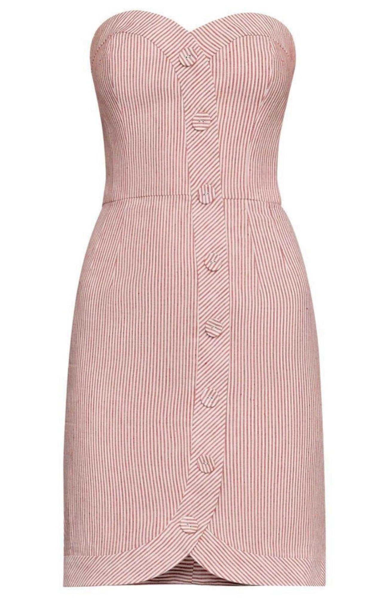 BCBGMAXAZRIA Pinstriped Bustier Dress - Runway Catalog