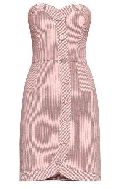 BCBGMAXAZRIA Pinstriped Bustier Dress - Runway Catalog