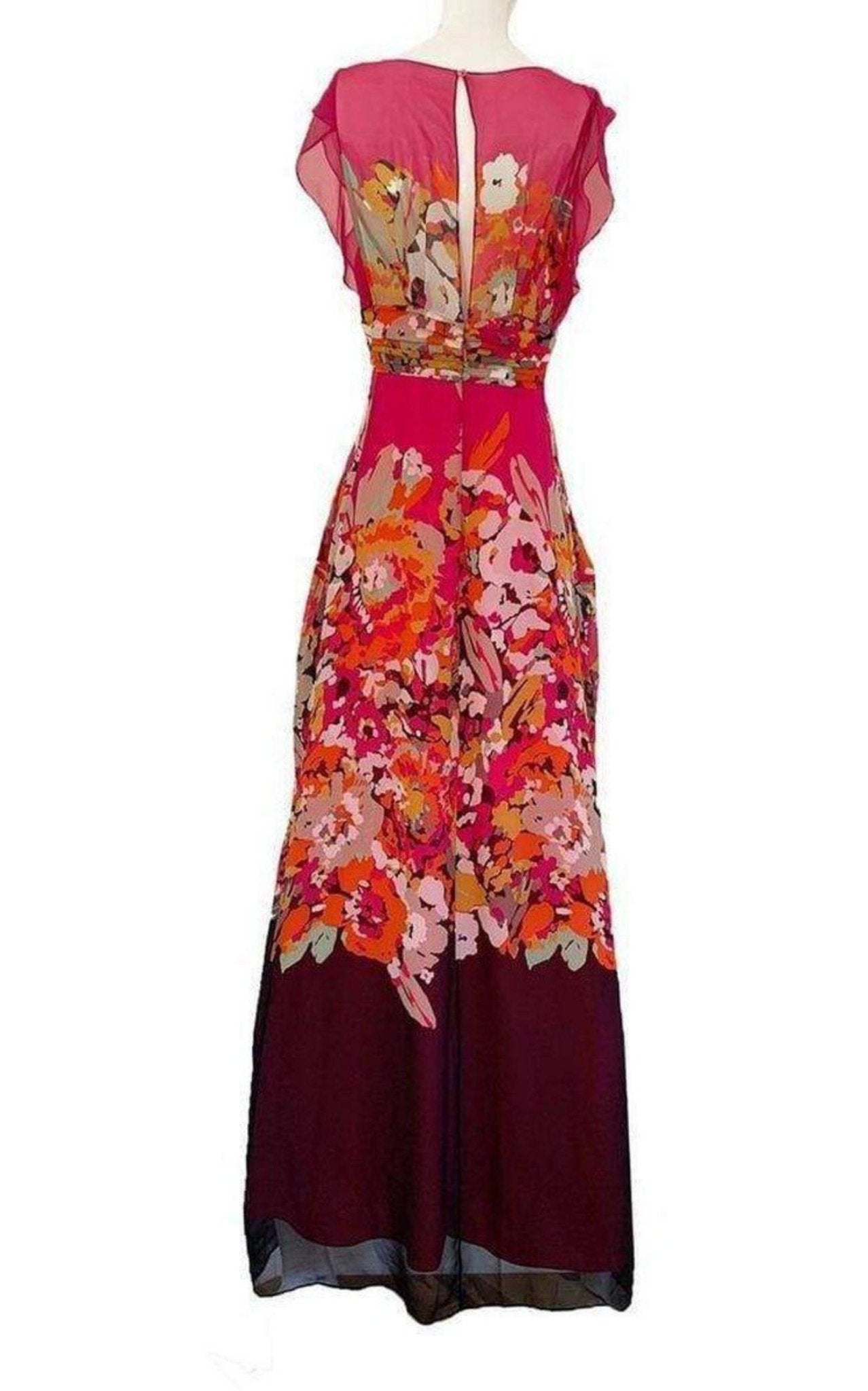 BCBGMAXAZRIA Printed Silk V - Neck Maxi Dress - Runway Catalog