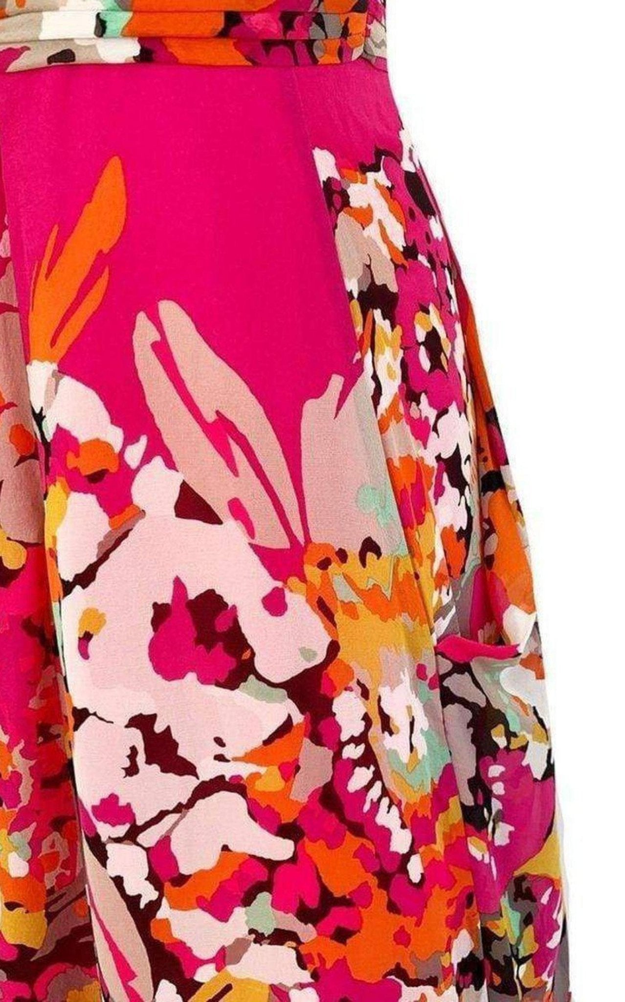 BCBGMAXAZRIA Printed Silk V - Neck Maxi Dress - Runway Catalog