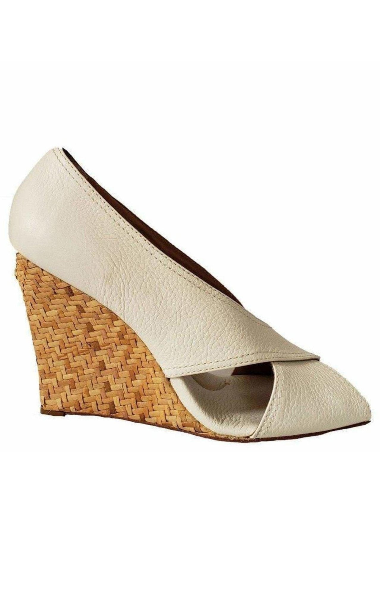 BCBGMAXAZRIA Raisa White Leather Wedge Sandal - Runway Catalog