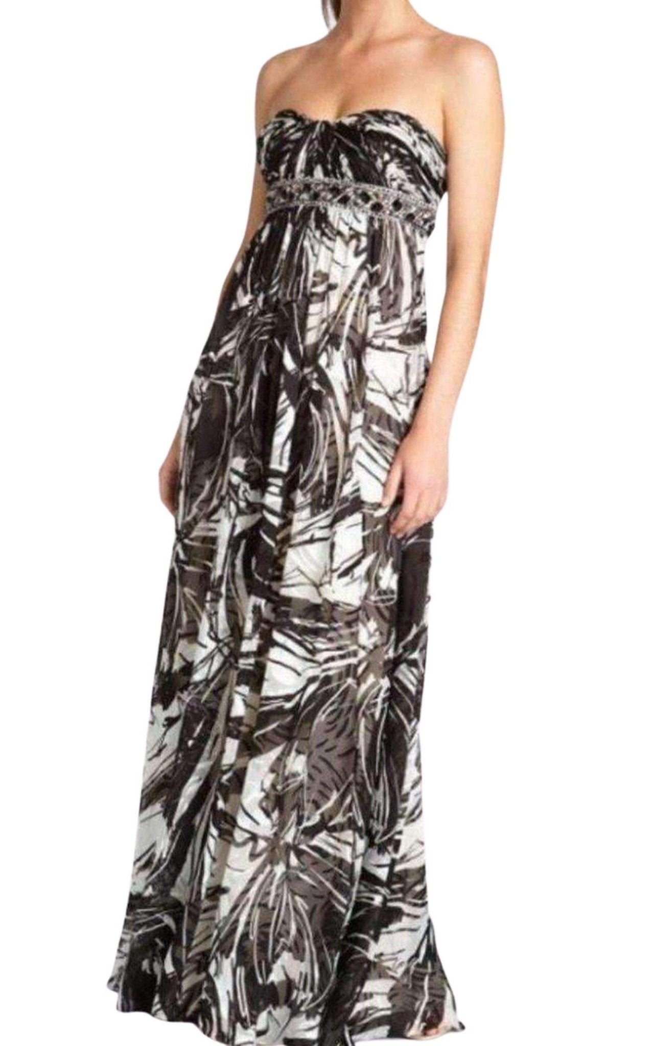 BCBGMAXAZRIA Rhinestone Embellished Full Length Gown - Runway Catalog