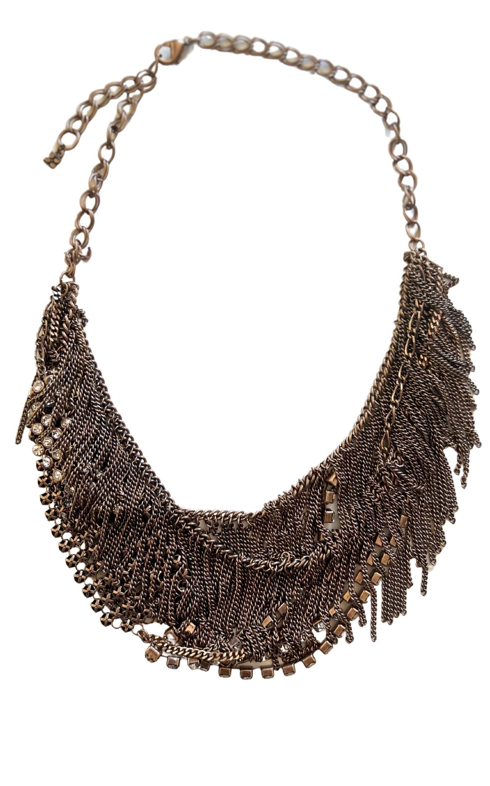 Rhinestone Fringe Necklace BCBGMAXAZRIA