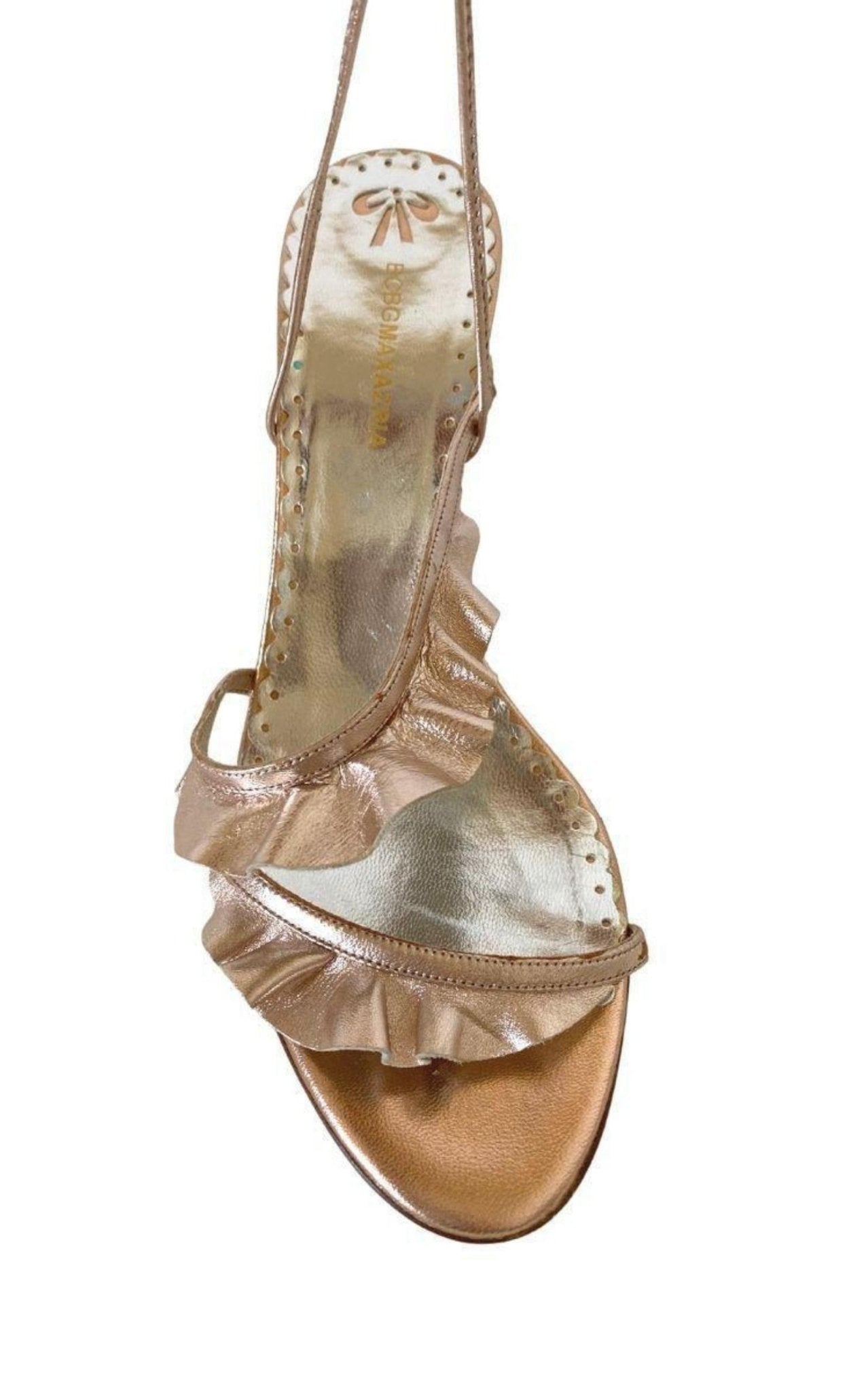 BCBGMAXAZRIA Rose Gold Leather Strappy Sandals - Runway Catalog