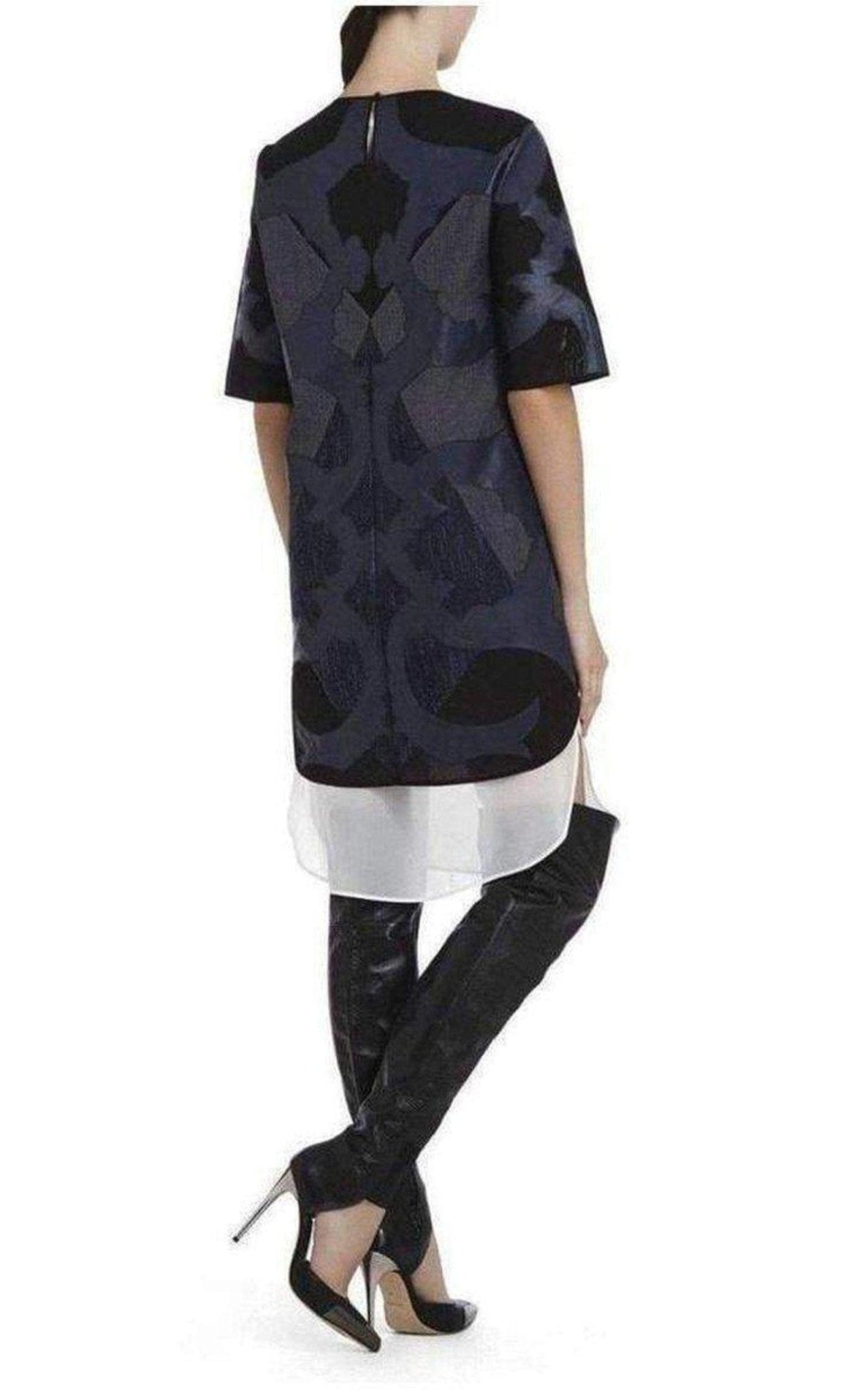 BCBGMAXAZRIA Runway Blue Faux Leather Patch Luella Tunic Dress - Runway Catalog