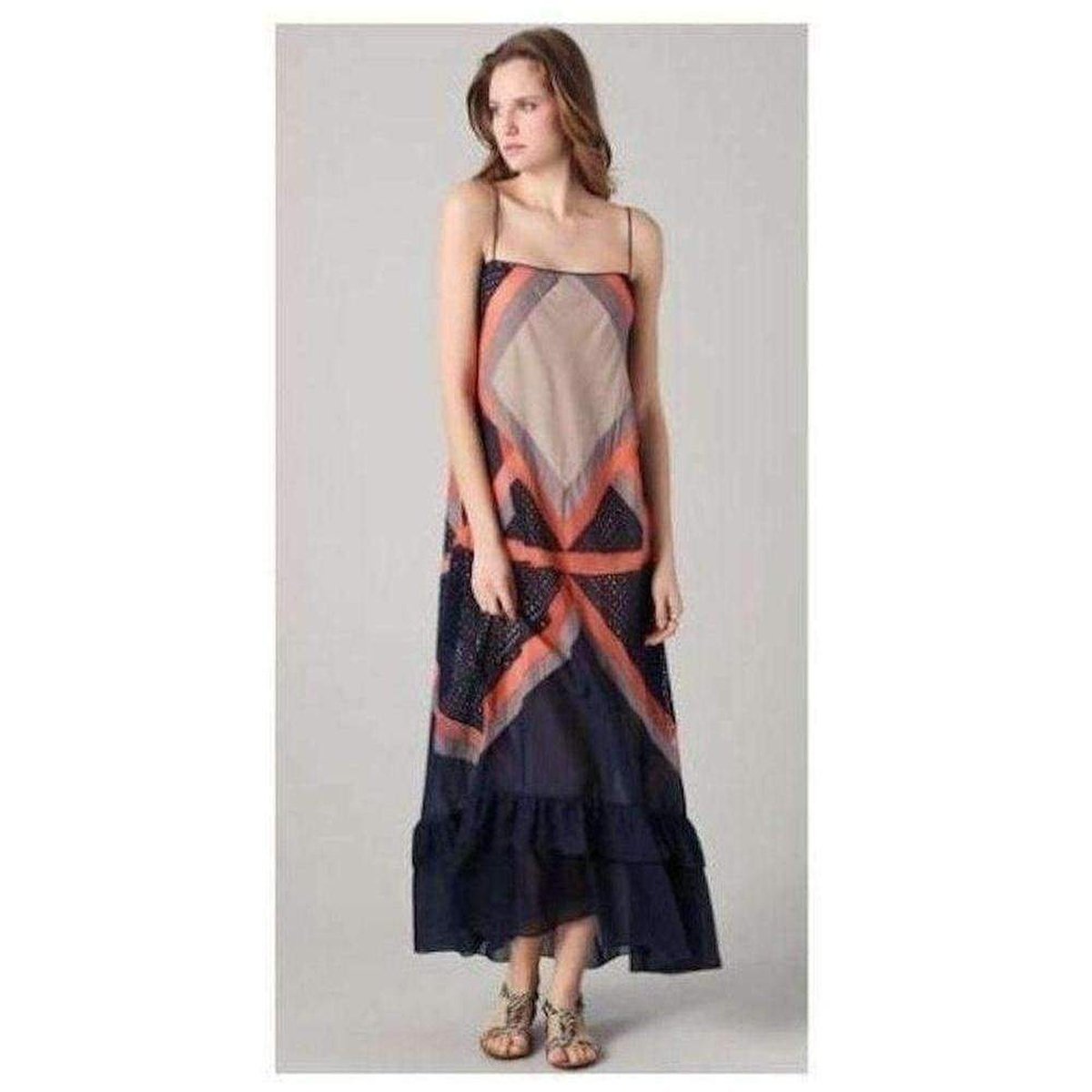 BCBGMAXAZRIA Runway Hazelnut Chantelle Maxi Color Block Dress
