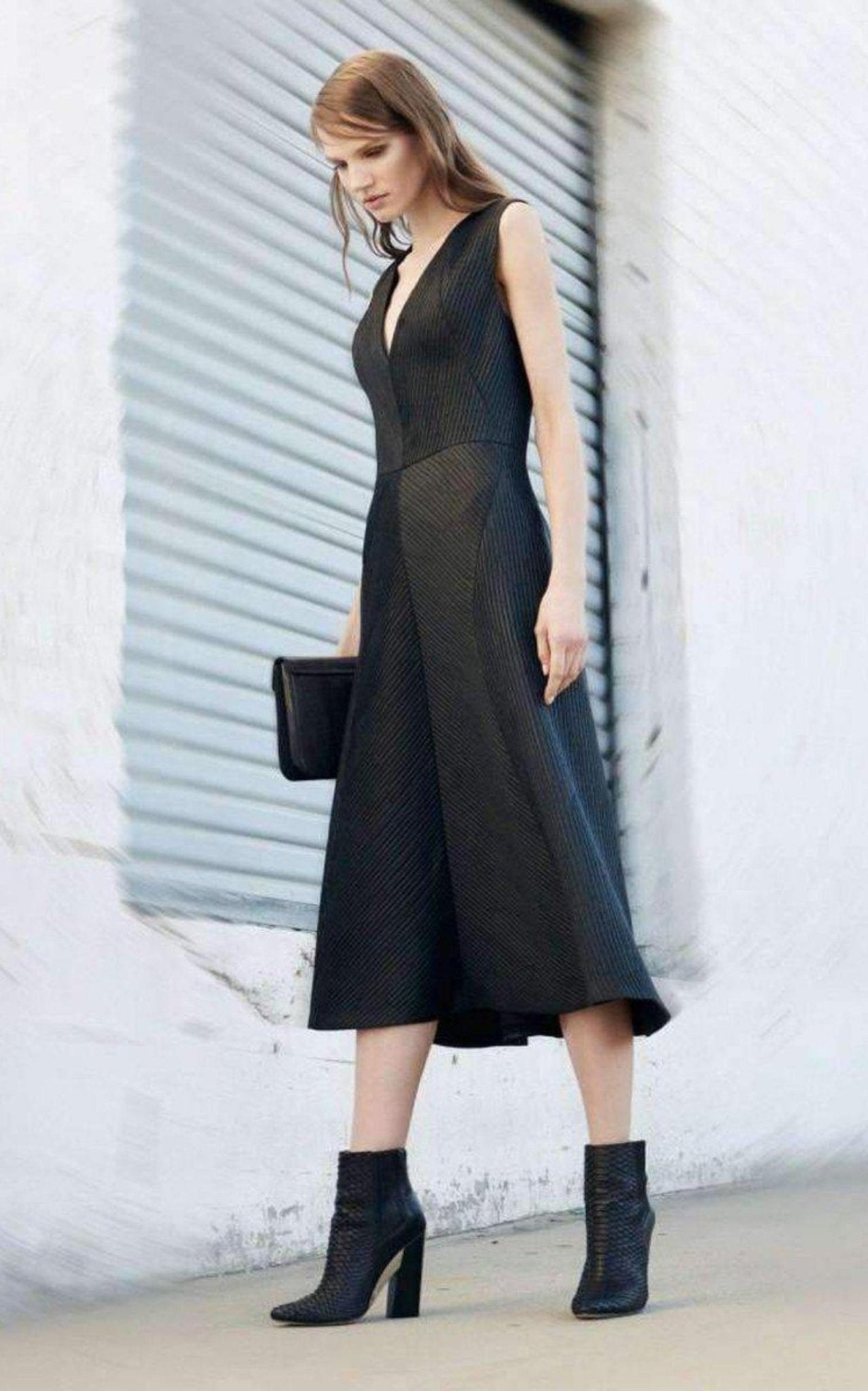 BCBGMAXAZRIA Runway Jacelyn Black V - Neck Dress - Runway Catalog