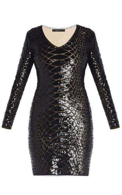 BCBGMAXAZRIA Sabryna Long Sleeve Python Sequin Dress - Runway Catalog