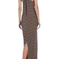 Sara Silk Tank Full Length Striped Silk Dress BCBGMAXAZRIA