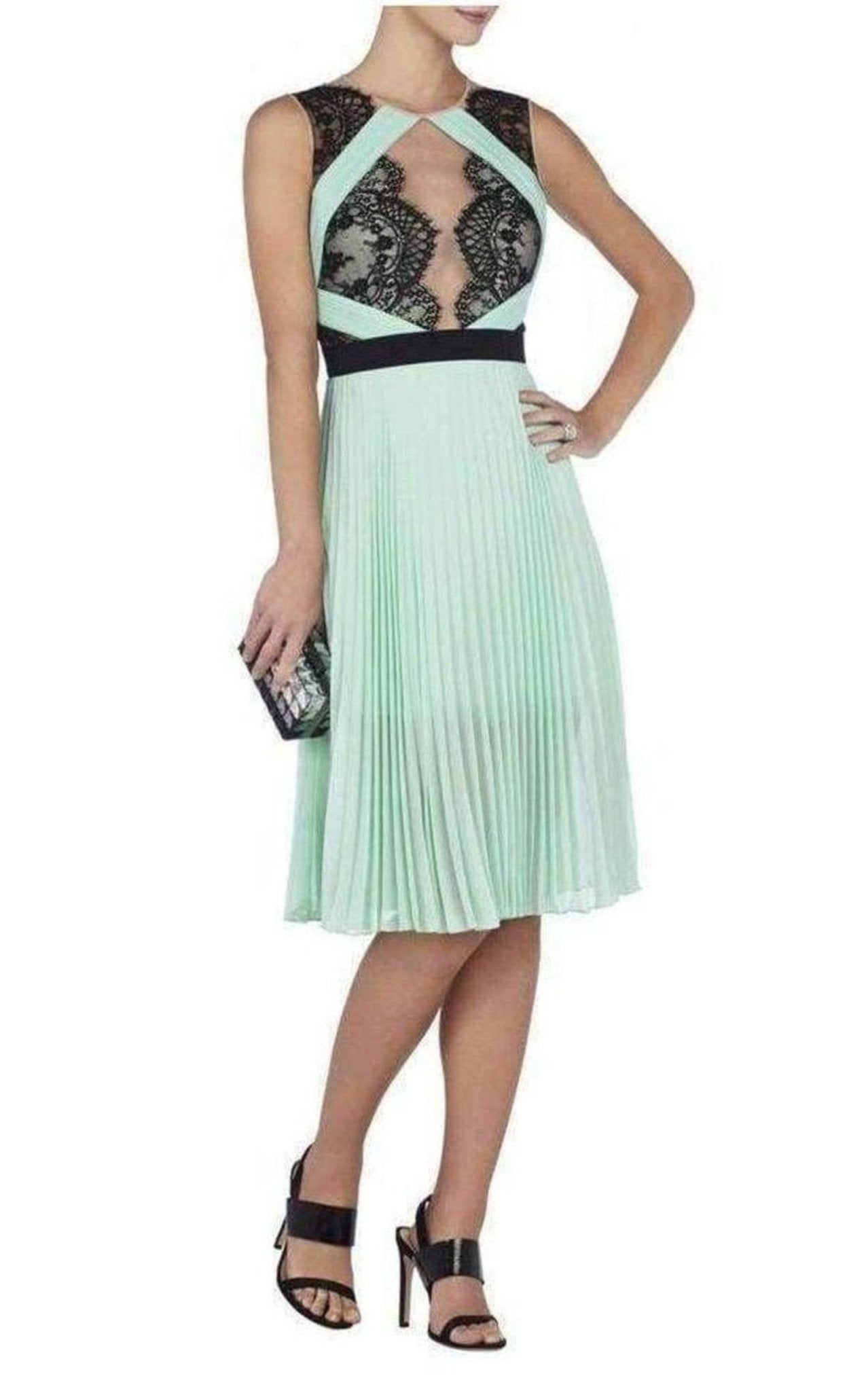 BCBGMAXAZRIA Scalloped Edge Pleated Dress - Runway Catalog
