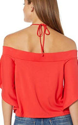 Scarlet Crop Off Shoulder Top BCBGMAXAZRIA