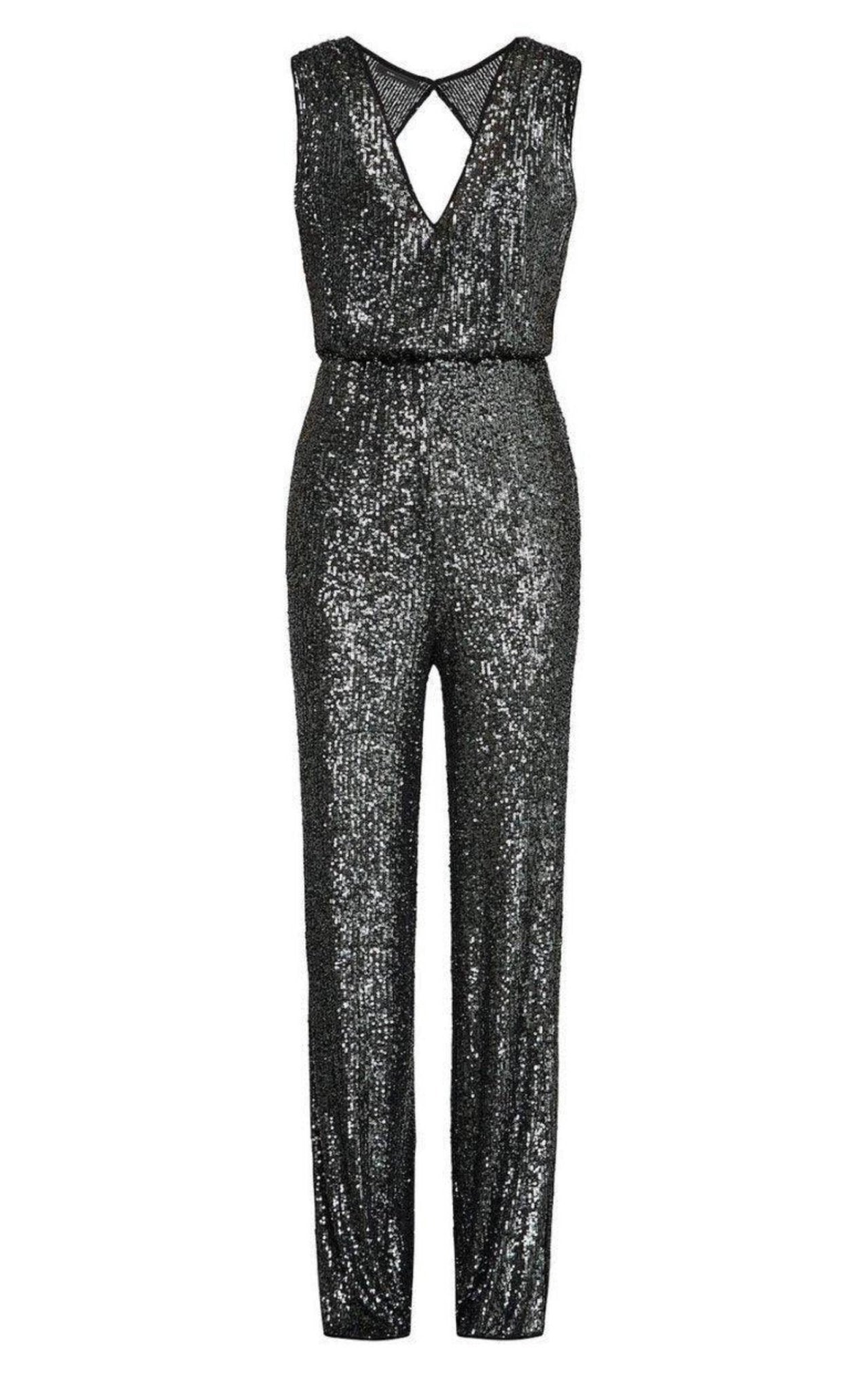 BCBGMAXAZRIA Sequinned Wide - Leg Jumpsuit - Runway Catalog