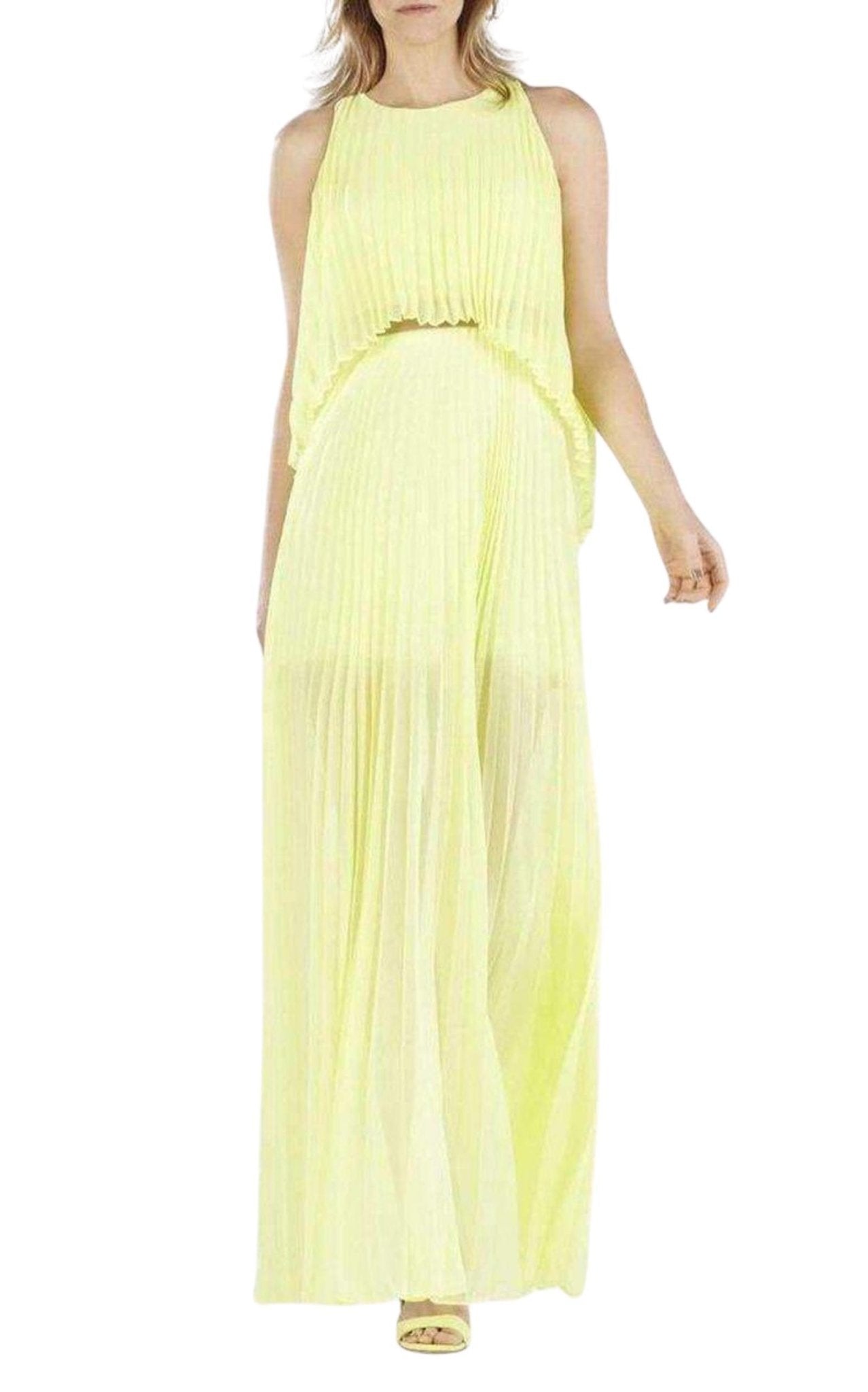 BCBGMAXAZRIA Shaina Citron Sleeveless Pleated Gown - Runway Catalog