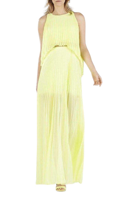 BCBGMAXAZRIA Shaina Citron Sleeveless Pleated Gown - Runway Catalog
