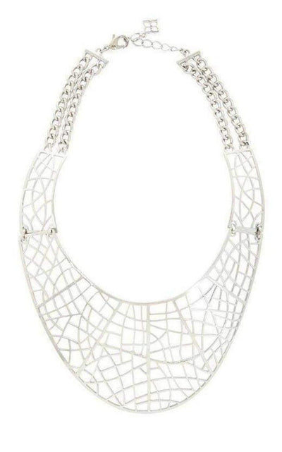 BCBGMAXAZRIA Silver Filigree Plate Necklace - Runway Catalog