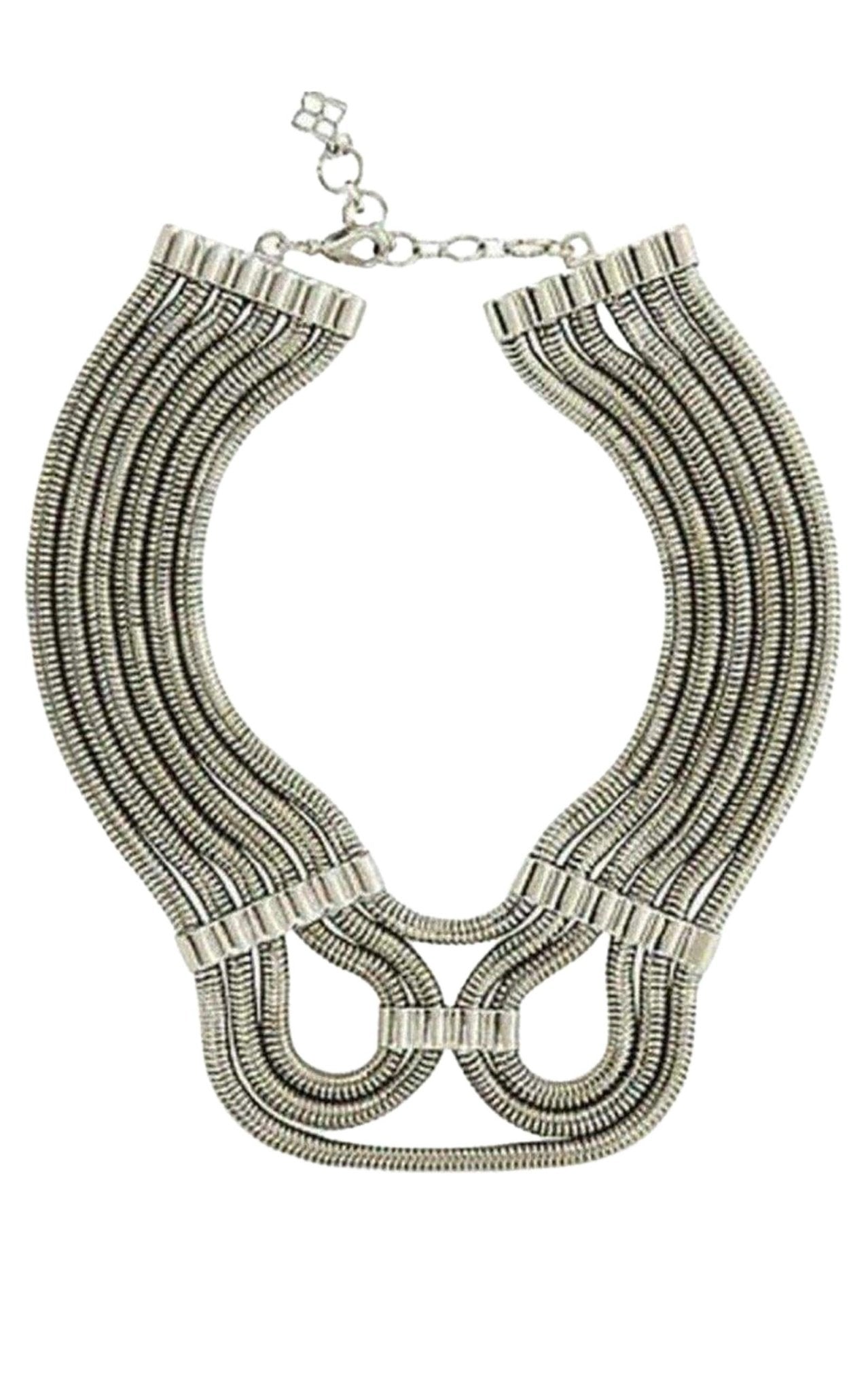 BCBGMAXAZRIA Silver Statement Futura Snake chain Necklace - Runway Catalog