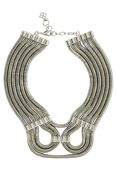BCBGMAXAZRIA Silver Statement Futura Snake chain Necklace - Runway Catalog