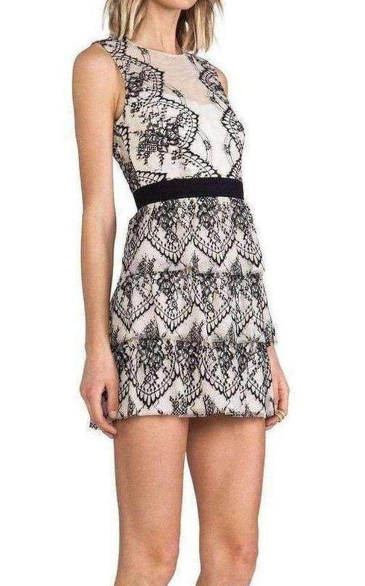 BCBGMAXAZRIA Sleeveless Scalloped Lace Dress - Runway Catalog