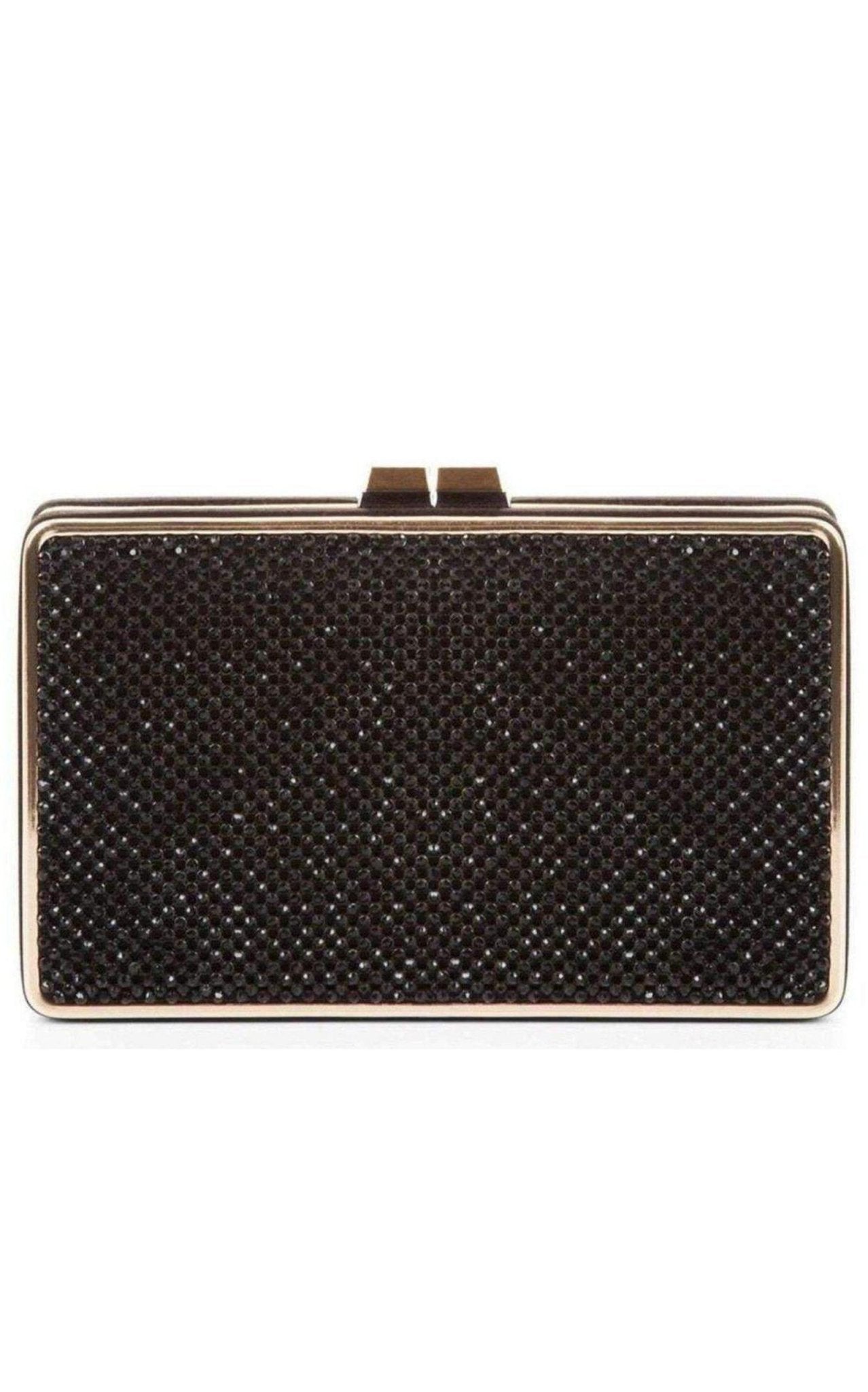 BCBGMAXAZRIA Sonia Black Crystal Mesh Satin Frame Clutch - Runway Catalog