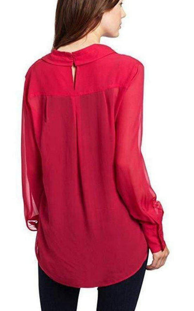 Stitched-Collar Silk Blouse BCBGMAXAZRIA