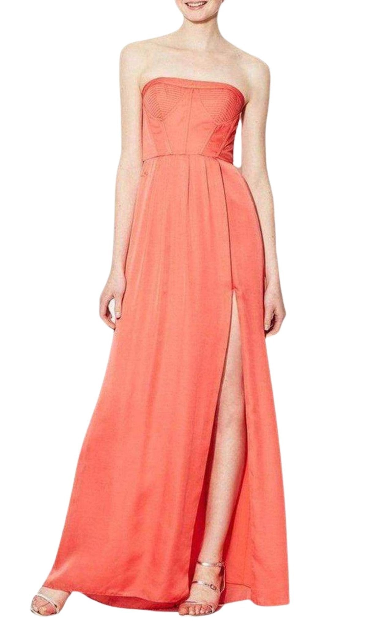 BCBGMAXAZRIA Strapless Fitted Bustier Slit Dress - Runway Catalog