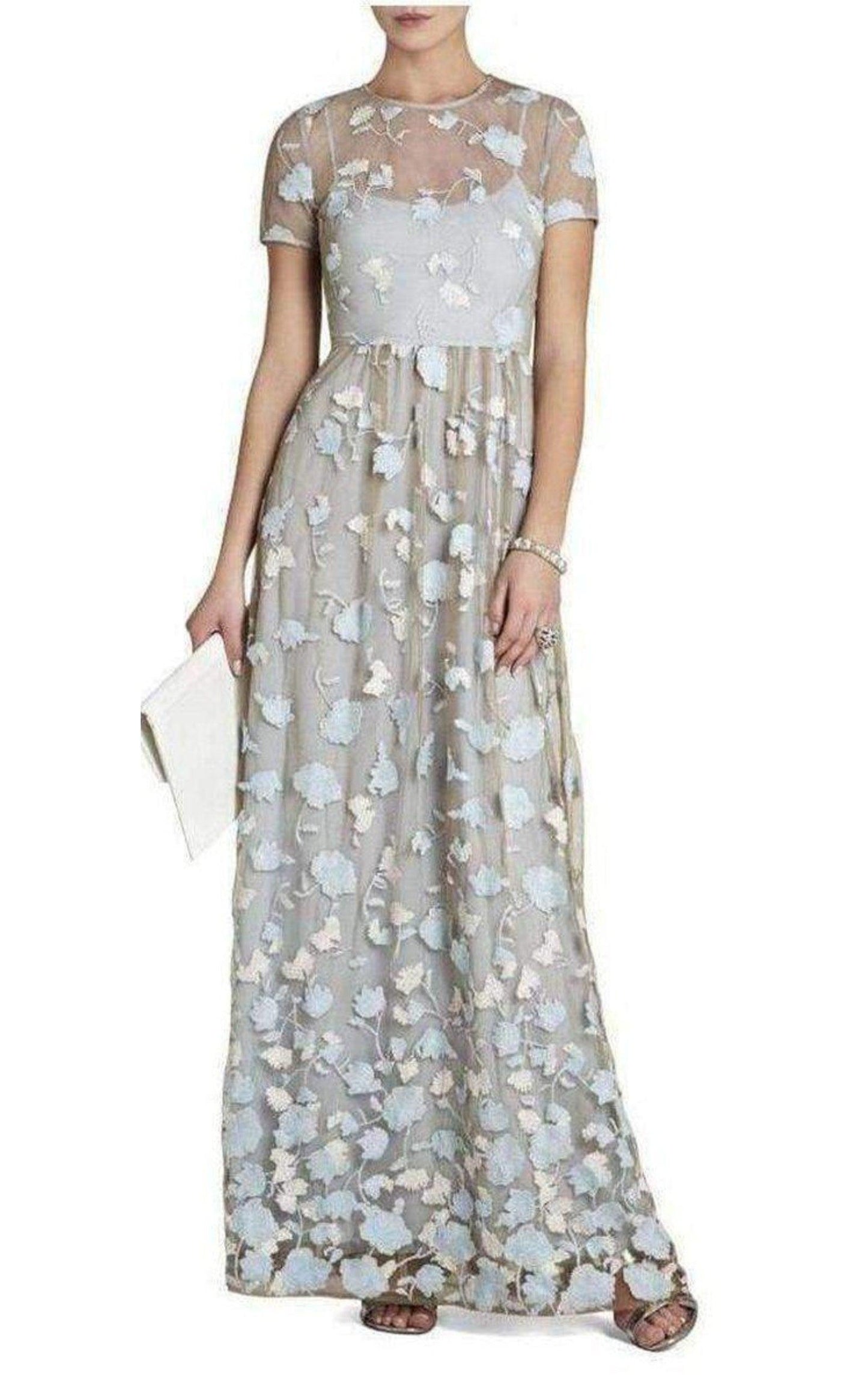 BCBGMAXAZRIA Tasi Embroidered Gown