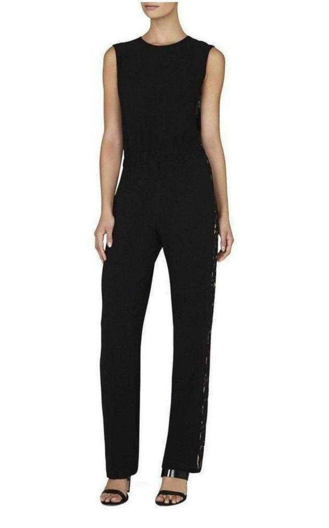 BCBGMAXAZRIA Victorya Lace Side Paneles Jumpsuit - Runway Catalog